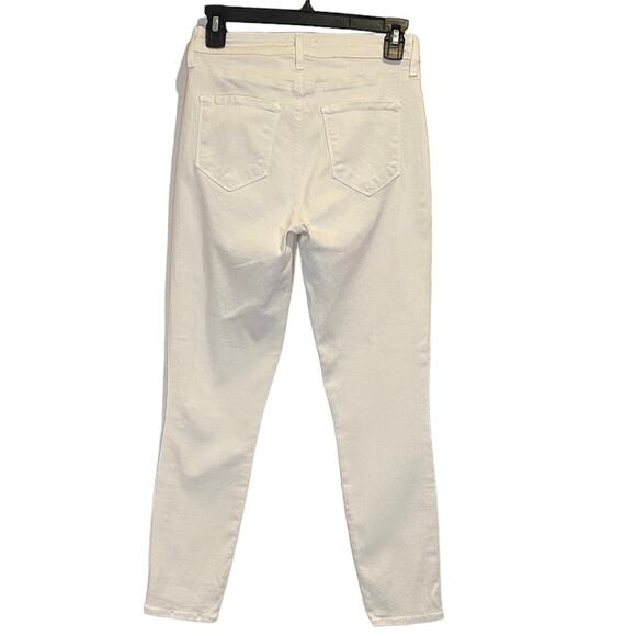 NWT L'AGENCE‎ Margot Skinny High Rise VELVET TUXEDO STRIPE Antique White Size 26 - Picture 3 of 11